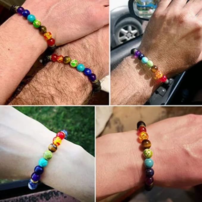 Pulseras de roca de lava 7 chakras 2x1