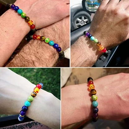 Pulseras de roca de lava 7 chakras 2x1